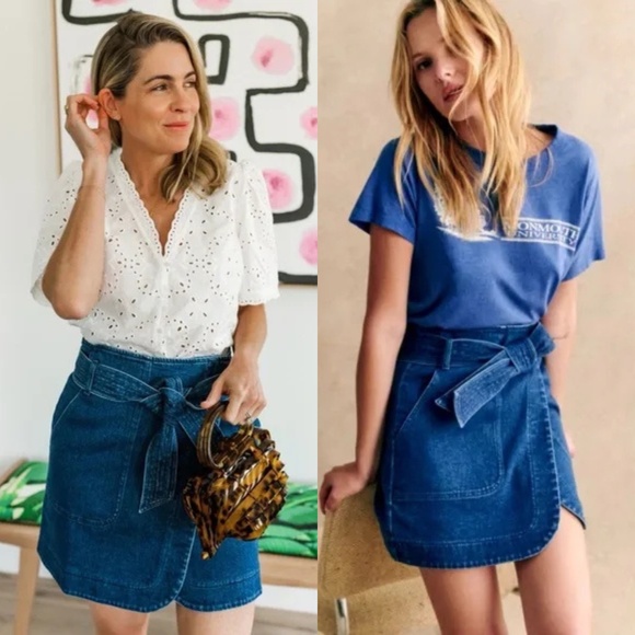 Sezane Leandra Denim Skirt Size 36 US 4 - Picture 3 of 12